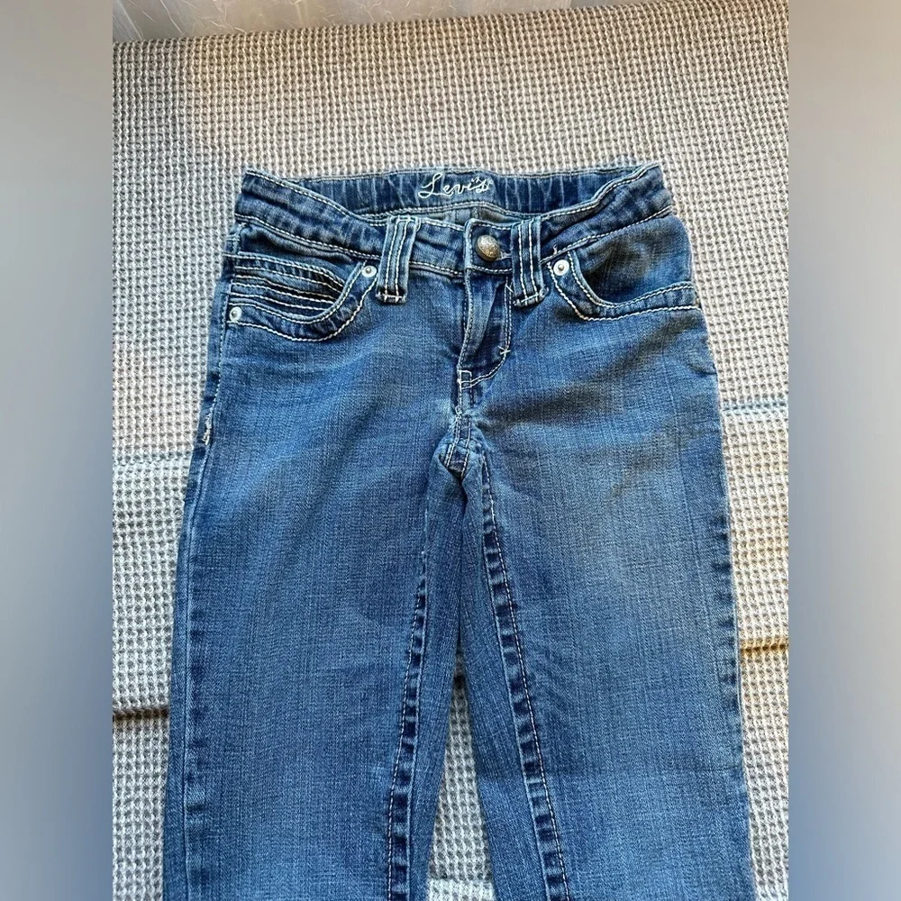 Girls Skinny Fit Stretch Denim Blue Jeans 5-Pocket Styling Size 7 Regular youth